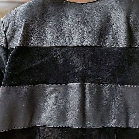 Vtg Massimo black suede and leather paneled jacket - Picture 11 of 12